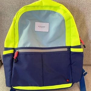 State brand Kane kids backpack navy/neon